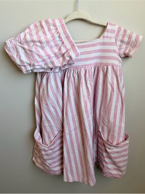 Vignette Pink and White Striped Cotton Pocket Dress with bloomers